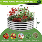 3PCS 4x4x1FT Galvanized Raised Garden Bed Kit,Vegetable Boxes-Round Metal Flower Box,Large Planter Raised Beds Outdoor Garden for Planting,Fruit,Herb-Silver