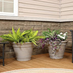 Sunnydaze 20-Inch Franklin Large Plant Pot - Polyresin Round Outdoor Planter with Drillable Drainage Hole - 2 Pack - Beige