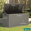 Deck Box 80 Gallon Taupe Resin Outdoor Storage, Lockable