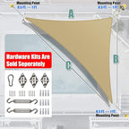 Amgo Custom Size 13' x 20' x 23.9' Sand Beige Right Triangle Sun Shade Sail Order to Make Canopy Awning UPF50+ AGSLT, 95% UV Blockage, Water & Air Permeable, 200GSM Commercial Standard (We Customize)