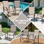 NUU GARDEN 7-Piece Outdoor Dining Table Set, All Weather Table with Umbrella Hole & 6 Patio Textilene Chairs - Outdoor Furniture for Porch, Backyard, Garden, Poolside and Deck