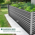 Land Guard 6x3x3ft Rectangular Galvanized Raised Garden Beds, Large-Capacity Metal Planter Box Outdoor, Durable Deep Raised Garden Bed 3ft Tall, Raised Beds for Gardening Vegetables, Modern Gray