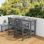 SERWALL Outdoor Bar Set - 2 Adirondack Bar Chairs & Bar Height Table with 1.6" Umbrella Hole, All-Weather HDPE Patio Furniture for Poolside, Backyard, Garden - Grey