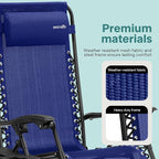 SereneLife Outdoor Zero Gravity Lounge Chair Set with Table – 2 Adjustable Recliners with Cup Holders, Headrest, Steel Frame & Foldable Design for Patio, Pool, Garden, or Camping