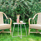 danpinera Outdoor Side Tables with Flower Cut Outs, Weather Resistant Steel Patio Side Table, Small Round Outdoor End Table Metal Side Table for Patio Yard Balcony Garden White