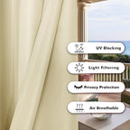 BONZER Outdoor Waterproof Curtains for Patio Privacy Grommet Light Filtering Outside Curtains for Gazebo, Porch, Pergola, Pavilion, 1 Panel, 54W x 108L inch, Cream