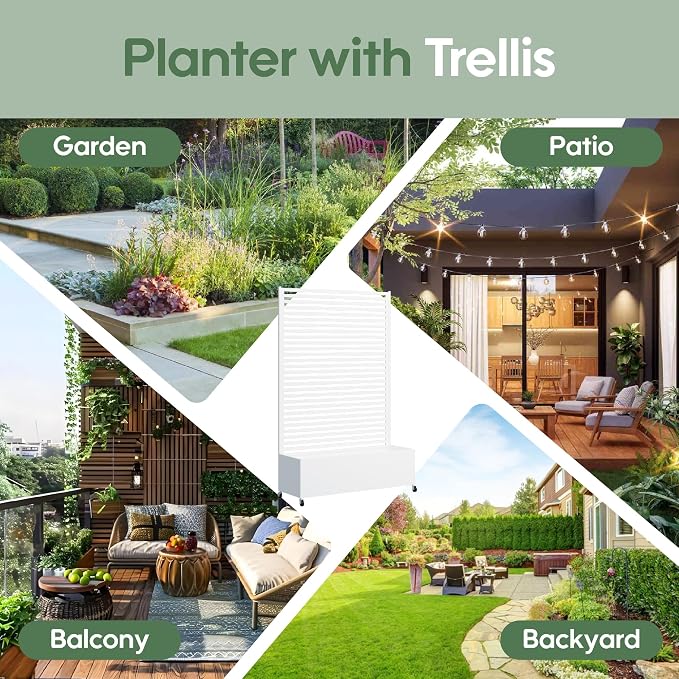 Metal Planter Box with Trellis Privacy Screen, Raised Garden Bed with Trellis & - Image 6