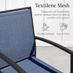 Best Choice Products Outdoor Bar Stools Set of 2, Bar Height, Patio Furniture, All Weather Mesh Design w/Armrest - Black/Navy