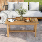 Tangkula 36” Patio Coffee Table, Solid Wood Coffee Table with Slatted Tabletop, Outdoor Rectangular Side Table, Solid Teak Wood Cocktail Tea Table, Home Accent Table for Poolside, Backyard, Garden
