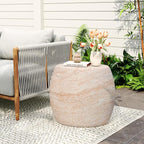 Christopher Knight Home Jayme 20.25" Indoor Outdoor Oval Accent Side Table, Patio Decorative End Table, Lightweight Concrete Garden Stool for Patio Living Room Balcony & Garden Decor, Travertine