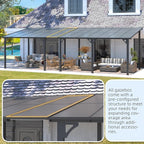 AECOJOY 22' x 8' Gazebo for Patio, Large Wall-Mounted Hard Top Lean-to Gazebo Pergola with Roof 8' x 22' on Clearance, Heavy Duty Patio Awnings for Decks, Backyard