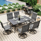 Pamapic 7-Piece Patio Dining Furniture Set with Swivel Chairs, Outdoor Table & 6 Textilene Chairs for Garden, Backyard, Pool, Deck, Gray