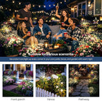 Solar Lights Outdoor, 120LED 6 Pack Fairy Garden Lights Decor for Outside Fireworks Lights Solar Powered for Yard, Patio, Pathway, Walkway, Balcony, Warm White