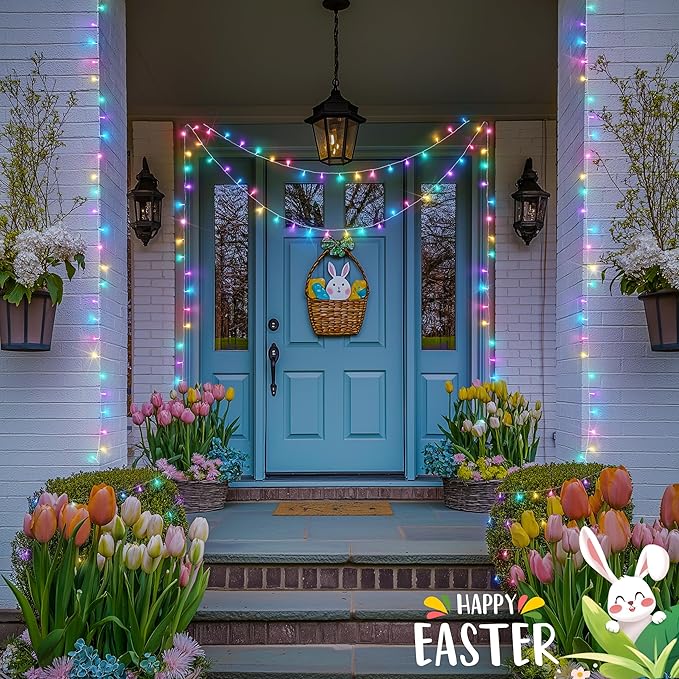 Easter String Lights, 168 ft LED Multicolor Clear Wire with Remote