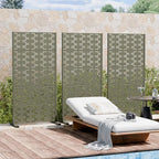 Casaphoria Metal Privacy Screen Outdoor, 60" x 30" W Freestanding Decorative Privacy Screen for Patio Deck Balcony Garden with Stable Base, Green-Brick
