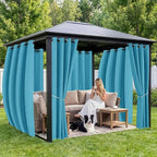 Outdoor Curtains for Patio Waterproof 6 Panels - Windproof, Privacy, Weatherproof Outside Drapes for Gazebo Pergola Porch, Grommet Top and Tab Bottom, 54x95 Inch, Teal