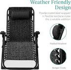 Best Choice Products Oversized Zero Gravity Chair, Folding Outdoor Patio Recliner, XL Anti Gravity Lounger w/Removable Cushion, Cup Holder, Side Tray, 350lb Capacity - Onyx Black