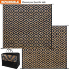 SAND MINE Reversible Mats, Plastic Straw Rug, Modern Area Rug, Large Floor Mat and Rug for Outdoors, RV, Patio, Backyard, Deck, Picnic, Beach, Trailer, Camping, Black & Brown, 8' x 8'