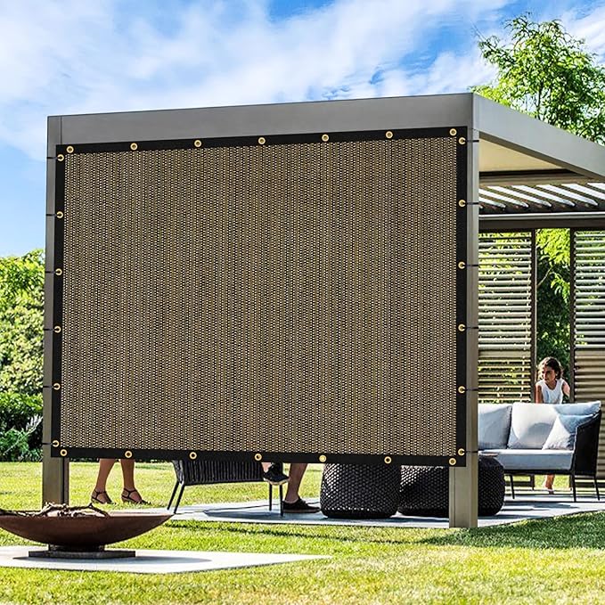 Artpuch Outdoor Pergola Shade Cover 8x13 FT Sun Shade Cloth with Grommets Mocha 90% UV Protection Canopy Patio Privacy Screen (Customized Available)