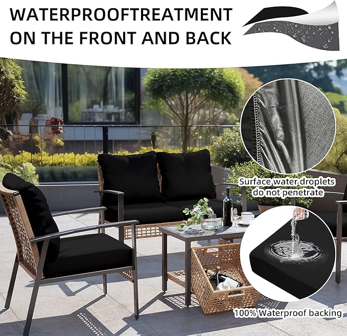 Cushion Covers, 12-Pack Black Stretch Fit Outdoor Patio Covers