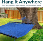 Sunnydaze Soft-Spun Polyester Rope Double Hammock for Outside - 600-Pound Weight Capacity Extra Large Hammock - Blue
