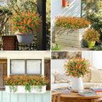20 Bundles Artificial Flowers for Outdoors Fake Plastic Flowers UV Resistant Realistic Faux Plants Shrubs for Spring Summer Garden Porch Yard Patio Planter Window Box Home Decor, Orange
