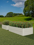 CABIHOME 2 Pcs 8x4x2 Ft Galvanized Raised Garden Bed, Deep Root Planter Box for Vegetables, Flowers, Herbs- Large Metal Raised Garden Bed Kit for Outdoor Use, Beige