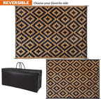 SAND MINE Reversible Mats, Plastic Straw Rug, Modern Area Rug, Large Floor Mat and Rug for Outdoors, RV, Patio, Backyard, Deck, Picnic, Beach, Trailer, Camping, Black & Brown, 9' x 12'