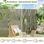 Casaphoria Metal Privacy Screen Outdoor, 72" H x 47" W Freestanding Decorative Privacy Screen for Patio Deck Balcony Garden with Stable Base, Green-Louvered