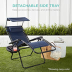 Best Choice Products Folding Zero Gravity Outdoor Recliner Patio Lounge Chair w/Adjustable Canopy Shade, Headrest, Side Accessory Tray, Textilene Mesh - Brown