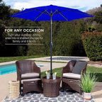 Best Choice Products 7.5ft Heavy-Duty Round Outdoor Market Table Patio Umbrella w/Steel Pole, Push Button Tilt, Easy Crank Lift - Resort Blue