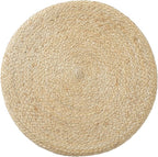 REDEARTH · Cylindrical Pouf Foot Stool Ottoman - Jute Braided Pouffe Poof Accent Sitting Footrest for Living Room, Bedroom, Nursery, Patio, Lounge & Other Rooms (Natural, 18"X18"X14")