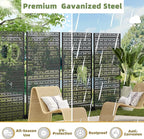 Casaphoria Metal Privacy Screen Outdoor, 72" H x 47" W Freestanding Decorative Privacy Screen for Patio Deck Balcony Garden with Stable Base, Black Charles
