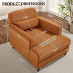 Oversized Chaise Lounge Chair, Cloud Fluffy Chaise Sofa Recliner with Adjustable Backrest, Comfy Upholstered Sleeper Couch Bed, Modern Deep Seat Reading Armchair for Living Room, Movie Room, Bedroom