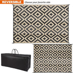 SAND MINE Waterproof Outdoor Rug 9x12 ft, Plastic Reversible Rug, Modern Area Rug, Large Floor Mat for Outdoors, RV, Patio, Backyard, Deck, Picnic, Beach, Camping