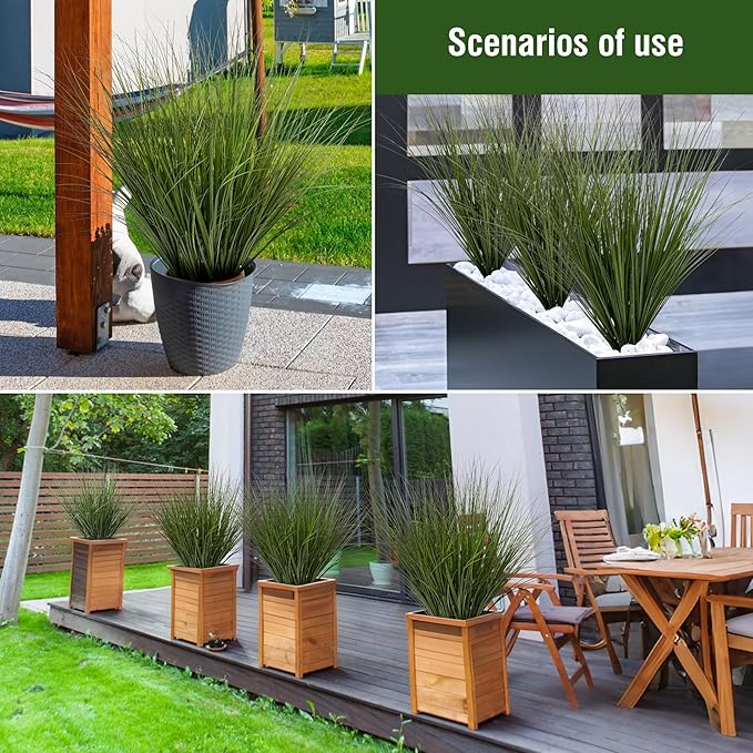 Artificial Plants Greenery 6 Pack Green Plastic Wheat Grass 26.4 Inch