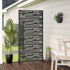 Casaphoria Metal Privacy Screen Outdoor, 72" H x 35" W Freestanding Decorative Privacy Screen for Patio Deck Balcony Garden with Stable Base, Black-Shine