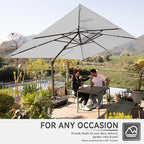 10 X 13 FT Cantilever Outdoor Patio Umbrella with Base Included Large Heavy Duty 360° Rotation Double Top Offset Rectangular Umbrellas with Led Lights for Backyard Outside Deck,Fog Grey