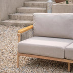 Acanva Modern All-Weather Aluminum Outdoor Patio Sofa with Thick Cushions, Olefin Fabric Sunroom Backyard Furniture, Loveseat Light Khaki