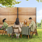 Casaphoria Metal Privacy Screen Outdoor, 72" H x 47" W Freestanding Decorative Privacy Screen for Patio Deck Balcony Garden with Stable Base,Wood Color