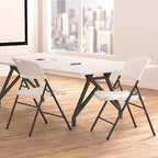 Amazon Basics Portable Folding Plastic Chair with Back Support, Easy to Fold and Store, 350-Pound Capacity, White, 2-Pack