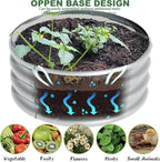 2x2x1ft-3pcs-Oval Raised Garden Bed Kit, Galvanized Planter Garden Boxes Outdoor, Metal Raised Garden Beds for Vegetables,Fruits, Flower,Silver