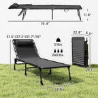 Outsunny Folding Chaise Lounge Chair, Patio Sun Tanning Chair, Outdoor Chaise Lounger with 4-Position Reclining Back, Breathable Mesh Seat for Beach, Poolside, Yard, Black