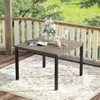 VICLLAX Outdoor Dining Set for 4, 5 Pieces Patio Dining Furniture Set with Umbrella Hole- 40.2" Patio Table and Chairs for Balcony, Garden and Deck, Grey Wood Grain Tabletop