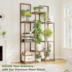 EnHomee Plant Stand Indoor Wood Plant Stand Outdoor Plant Shelves for Multiple Plants Stands with 11-16 Potted for Living Room Patio Balcony Yard Garden 34.2''W×11.8''D×47.4''H