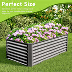 6x3x2FT Galvanized Raised Garden Bed,Galvanized Planter Boxes Outdoor, Large Metal Raised Garden Beds for Vegetables-Grey