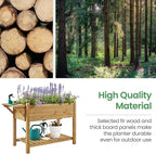 Yaheetech 49x22x32in 8 Pockets Horticulture Raised Garden Bed Elevated Wood Planter Box Stand with Foldable Side Table and Storage Shelf for Herb/Vegetables/Flowers, Light Brown