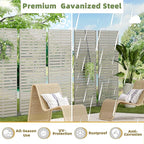 Casaphoria Metal Privacy Screen Outdoor, 72" H x 35" W Freestanding Decorative Privacy Screen for Patio Deck Balcony Garden with Stable Base, Grey-Louvered