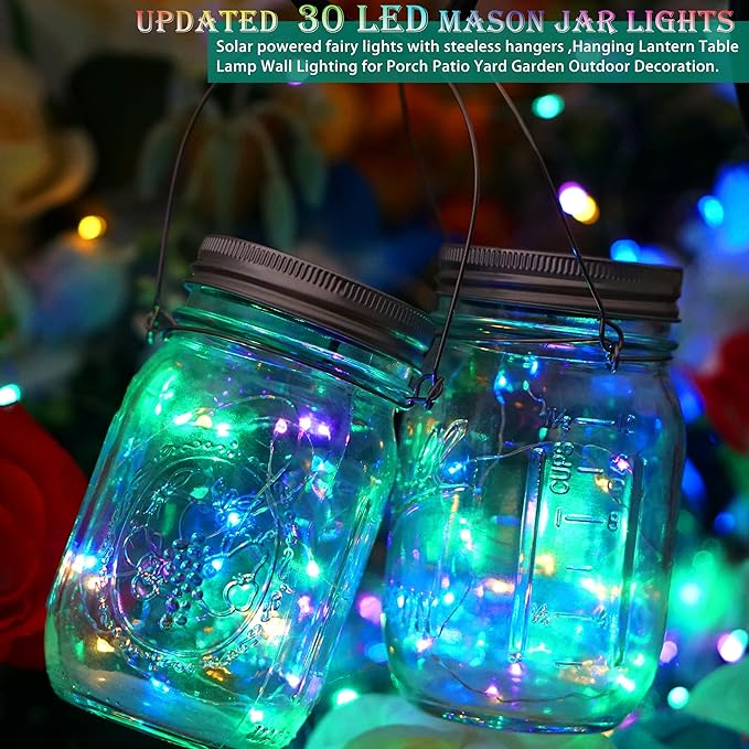 String Lights for Mason Jars, 12 Pack, 30 LED Solar Lid Lights