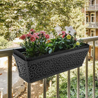 Adnee 4 Pcs 24 Inch Fabric Plant Window Box Liners-Rectangular Non-Woven Planter Basket Liner-Black Felt Flower Hanging Basket for Outdoor Garden Wall Hanging Planter Flower Vegetables